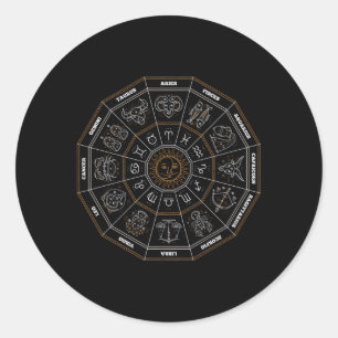 Zodiac Wheel Horoscope Astrology Science 12 Horosc Classic Round Sticker