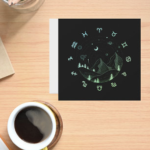 Zodiac Wheel Mountain Landscape Square Greeting Card