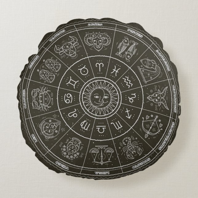 Zodiac Wheel Round Pillow (Front)