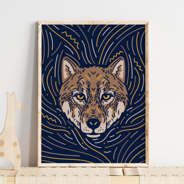 Zodiac Wolf Poster de animal | Impression Wolf (Créateur téléchargé)