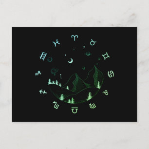 Zodiace Wheel Mountain Landscape Postcard