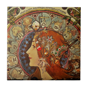 Zodiak Woman by Mucha Tile