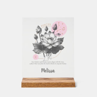 Zodiaque Birth Flower Art Personalized Pisces
