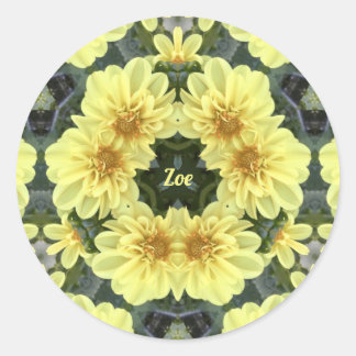 ZOE ~ EASTER DAHLIAS YELLOW RELIGIOUS ~ CLASSIC ROUND STICKER
