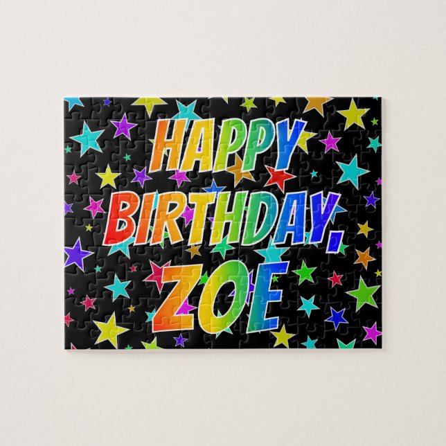 "ZOE" First Name, Fun "HAPPY BIRTHDAY" Jigsaw Puzzle (Horizontal)