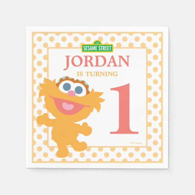 Zoey Baby Birthday Paper Napkins (Front)