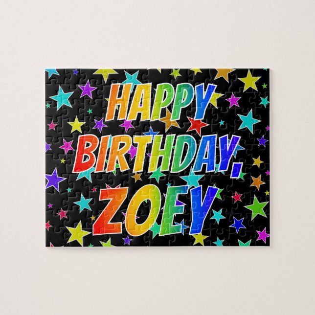 "ZOEY" First Name, Fun "HAPPY BIRTHDAY" Jigsaw Puzzle (Horizontal)