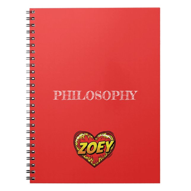 Zoey Heart Red Notebook (Front)