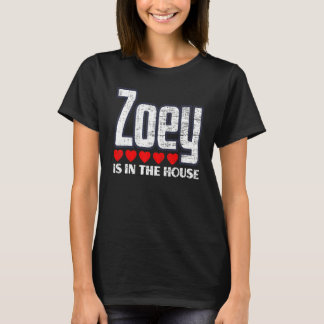 Zoey Is In The House Retro Hearts First Name Love  T-Shirt