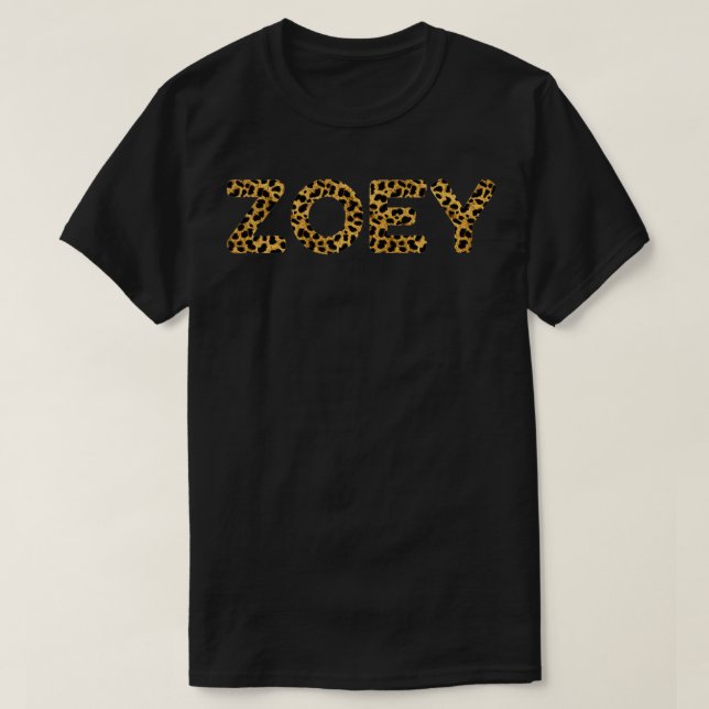 ZOEY Leopard Print Funny Personalized Name Birthda T-Shirt (Design Front)