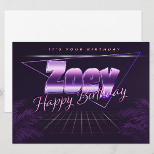 Zoey Name First Name pura retro card Birthday