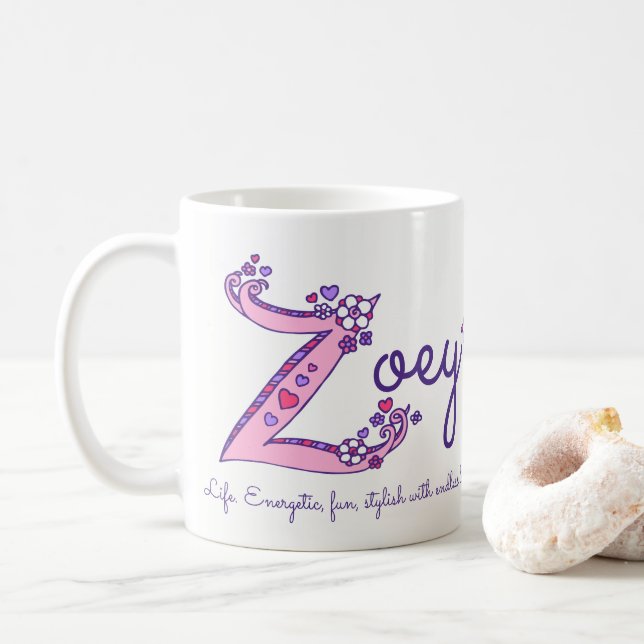 Zoey name meaning decorative Z monogram mug (With Donut)