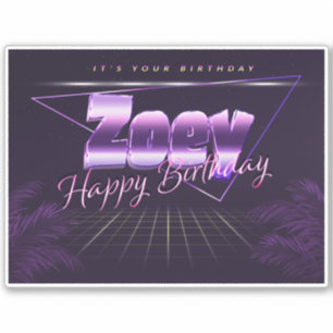Zoey Name Vorname lila retro Sticker Geburtstag