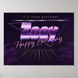 Zoey Nom Vorname lila retro Poster Geburtstag