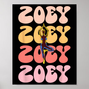 Zoey Retro Name Yoga Hobby  Poster
