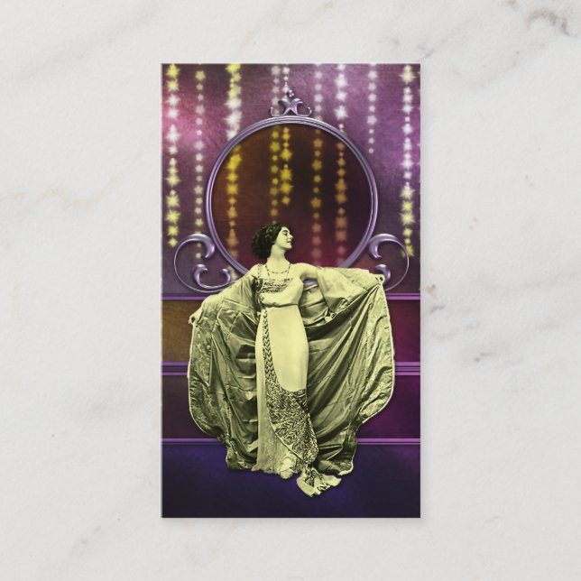 Zohara: Art Deco Woman in Yellow & Plum Business Card (Front)