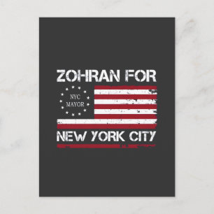 Zohran Mamdani for NYC Mayor with US Flag Postcard