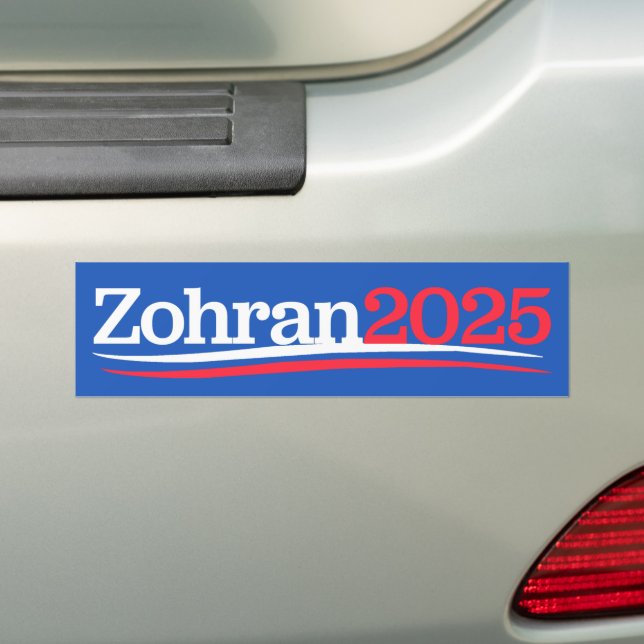 Zohran Mamdani Mayor NYC 2025 Bumper Sticker (On Car)