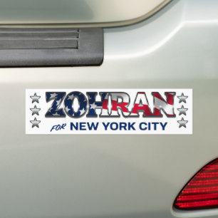 Zohran Mamdani NYC American Flag 2025 Bumper Sticker