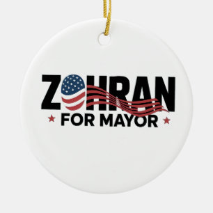 Zohran Mamdani NYC Mayor Candidate USA Ceramic Ornament