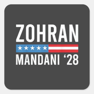 Zohran Mamdani NYC Mayor Candidate USA Flag Square Sticker