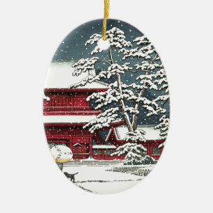 "Zojoji in Snow" by Kawase Hasui 川瀬 巴水 Ceramic Ornament