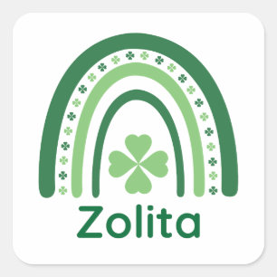 Zolita Name Clover Boho Rainbow Square Sticker