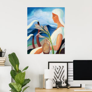 Zolo Palugyay Girl in White Vintage Modern Art Poster