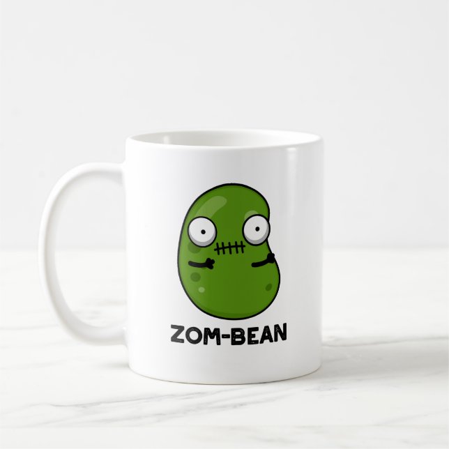 Zom-bean Funny Halloween Zombie Bean Pun  Coffee Mug (Left)