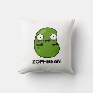 Zom-bean Funny Halloween Zombie Bean Pun  Throw Pillow