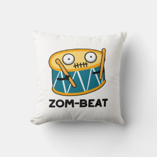 Zom-beat Funny Halloween Zombie Drum Pun  Throw Pillow