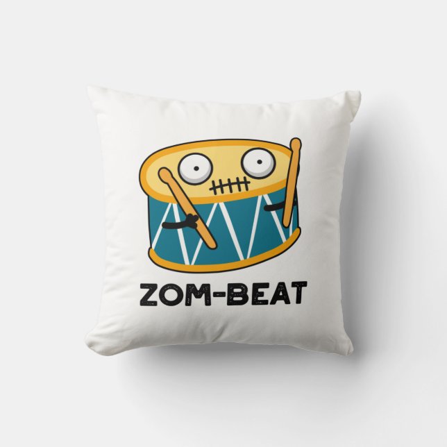 Zom-beat Funny Halloween Zombie Drum Pun  Throw Pillow (Front)