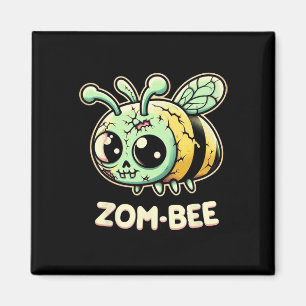 Zom-bee Adorably Creepy Zombie Bee Cartoon Hallowe Magnet