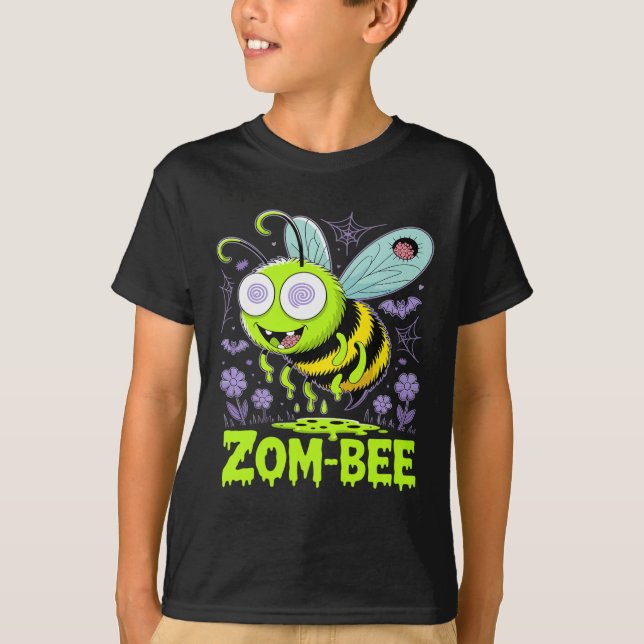 Zom-bee Cute Zombie Bee Funny Halloween Tee  (Front)