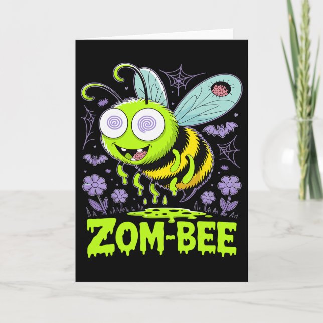 Zom-bee Cute Zombie Bee Funny Halloween Tee  Card (Front)
