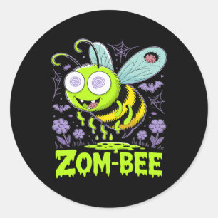 Zom-bee Cute Zombie Bee Funny Halloween Tee  Classic Round Sticker