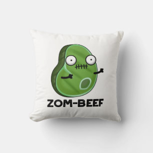 Zom-beef Funny Halloween Zombie Meat Pun Throw Pillow