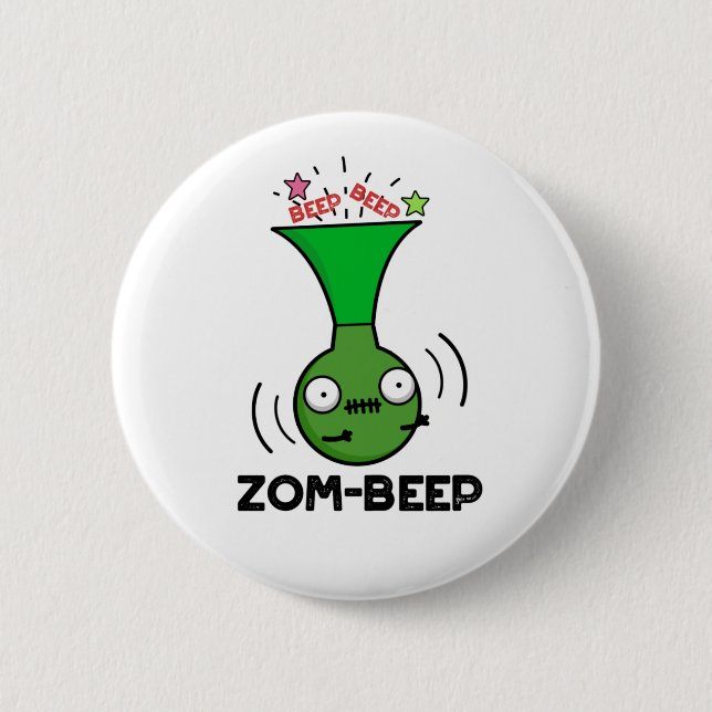Zom-beep Funny Halloween Zombie Honker Pun 2 Inch Round Button (Front)