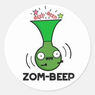 Zom-beep Funny Halloween Zombie Honker Pun Classic Round Sticker