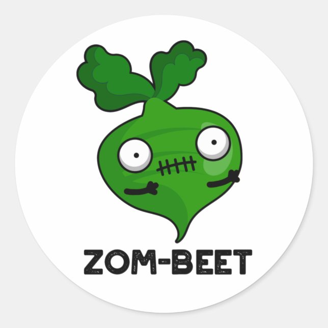 Zom-beet Funny Halloween Zombie Beet Pun Classic Round Sticker (Front)