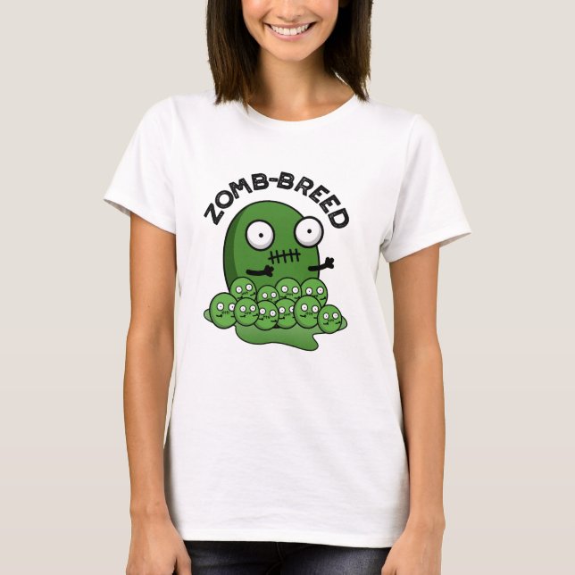 Zom-breed Funny Halloween Zombie Breed Pun T-Shirt (Front)