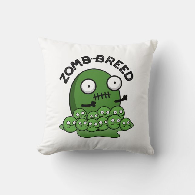Zom-breed Funny Halloween Zombie Breed Pun Throw Pillow (Front)