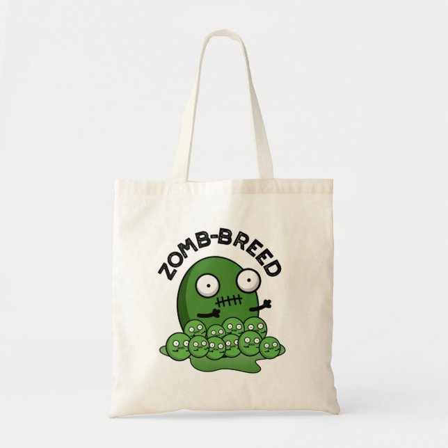 Zom-breed Funny Halloween Zombie Breed Pun Tote Bag (Front)