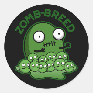 Zom-breed Funny Zombie Breed Pun Dark BG Classic Round Sticker