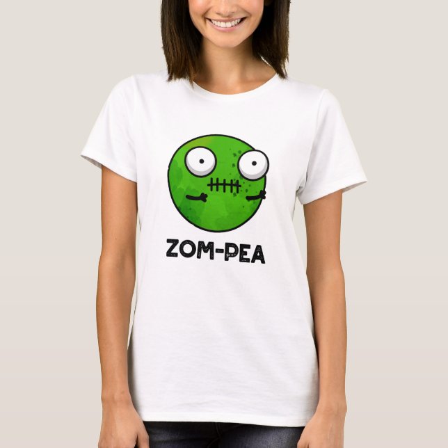 Zom-pea Funny Halloween Zombie Pea Pun T-Shirt (Front)