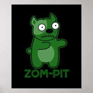 Zom-pit Funny Halloween Zombie Pun Dark BG Poster