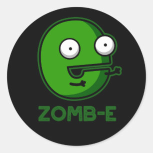Zomb-E Funny Halloween Zombie Alphabet Pun  Classic Round Sticker