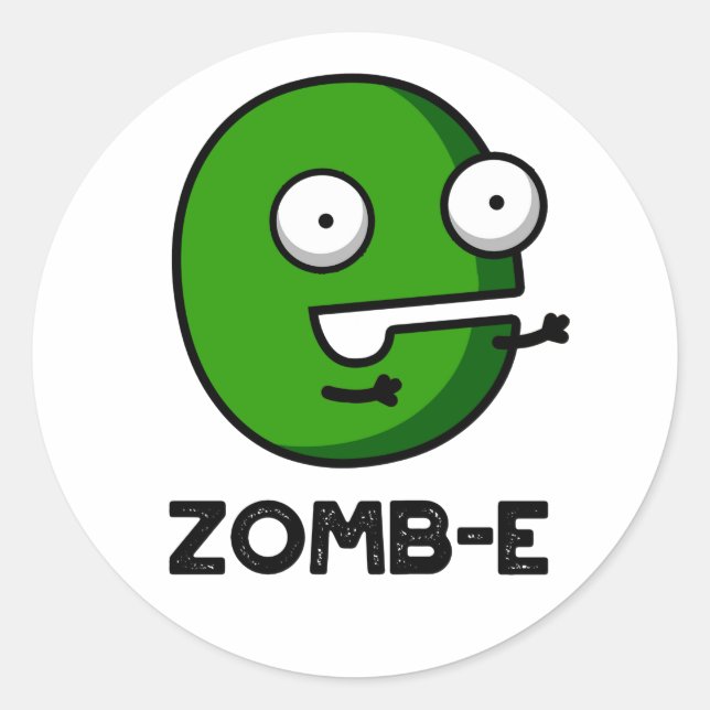 Zomb-E Funny Halloween Zombie Alphabet Pun  Classic Round Sticker (Front)