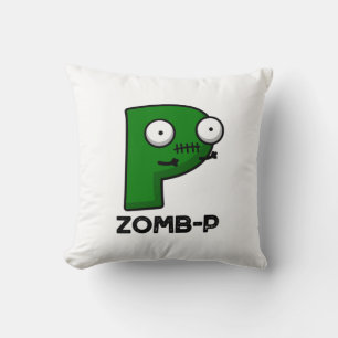 Zomb-P Funny Halloween Zombie Alphabet Pun  Throw Pillow