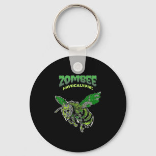 Zombee Havocalypse Spooky Funny Halloween Bee W_ho Keychain